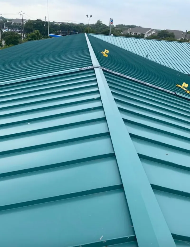Green commercial metal roof ridge and valley for Metal Roof Repair in El Segundo